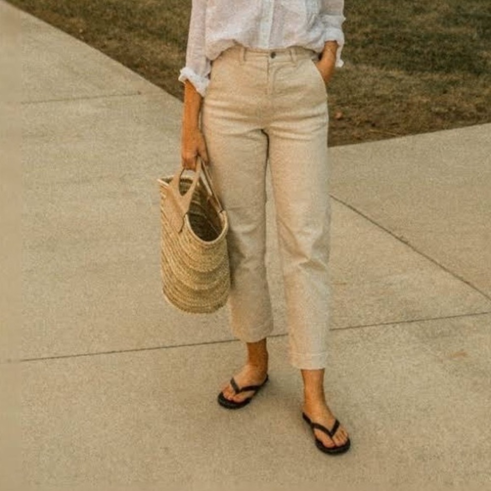 Everlane Slim Leg Crop Pant Sandstone
